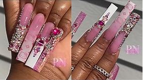PINK HELLO KITTY NAILS 💖 | HOW TO BLING FRENCH | ACRYLIC NAIL TUTORIAL