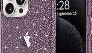 Hython Case for iPhone 15 Pro Case Glitter, Cute Clear Glitter Sparkly Shiny Bling Sparkle Cover, Anti-Scratch Soft TPU Thin Slim Fit Shockproof Protective Phone Cases Women Girls, Dark Purple Glitter