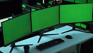 Mock Up Multiple Computer Green Screen In office