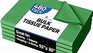 480 Sheets Bulk Emerald Green Tissue Paper - 15" x 20" Packing Paper Sheets for Moving - 10lb Wrapping Paper - Newsprint Paper for Packing, Gift Wrapping, Moving Supplies & Protecting Crown Display