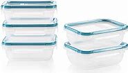 Snapware Total Solution 10-Pc Plastic Food Storage Containers Set, 3-Cup Rectangle Meal Prep Container, Non-Toxic, BPA-Free Lids with 4 Locking Tabs, Microwave, Dishwasher, and Freezer Safe