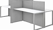 Bush Business Furniture Cubicle Desk with Privacy Panels | Easy Office Collection Four Person Computer Table Workstations, 60W x 45H, Pure White