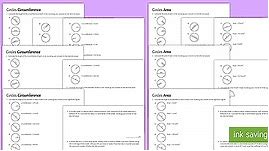 Area and Circumference of Circles Worksheets