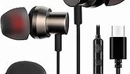 HAMGEEN USB C Headphones for Samsung S24 S23 S22 S21 S20 Note20 A54 A53 iPhone15 in Ear Wired Earbuds Type C Earphones with Microphone Volume Control Bass HiFi Stereo Noise Canceling Modern Style