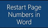How to Restart Page Numbering in Word