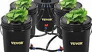 VEVOR DWC Hydroponic System, 5 Gallon 5 Buckets, Deep Culture Growing Kit with Pump, Air Stone and Water Level Device, for Indoor/Outdoor Leafy Vegetables, Black