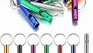 Set of 105 Aluminum Emergency Whistle with Keychain Safety Survival Whistle Sturdy Light Whistle Keychain Whistle Key Ring Loud Sound Camping Whistles for Women Defense Hiking Alarm, 7 Colors