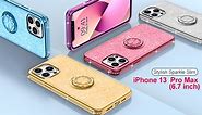 Pink iPhone 13 pro max glitter case with ring stand
