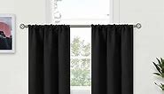 BGment Short Curtains Blackout 36 Inches Length for RV Camper Window - Rod Pocket 34 Inch Width Thermal Insulated Half Window Drapes for Kitchen Bedroom Basement, Black, 2 Panels, 34 x 36 Inch