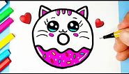 Como desenhar Cookie Cat Kawaii fofo ❤ Desenhos Kawaii - Desenhos para Desenhar