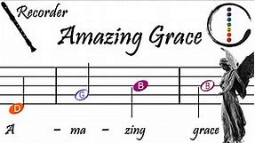 Amazing Grace - Recorder Beginner Sheet Music with Easy Notes & Letters
