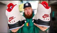 HOW GOOD ARE FIRE RED JORDAN 5 SNEAKERS?! (Early In Hand Review)