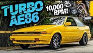 Toyota AE86 Turbo 4AGE 1.6L SPINS 10,000RPM + 900HP 3SGTE Drag Corolla (Garage Build Breakdown)