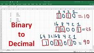 Binary to Decimal Using Excel!