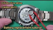Citizen Eco-drive B612 battery replacement tutorial.
