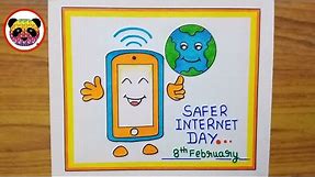 Safer Internet Day Drawing / Safer Internet Day Poster / Cyber Safety Poster Drawing