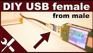 DIY USB female connector from USB male connector, make your own in 10 minutes from an old USB cable