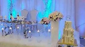 Royal blue, gold and ivory wedding decor