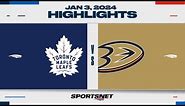 NHL Highlights | Maple Leafs vs. Ducks - January 3, 2024