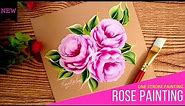 Quick and Easy Pink Roses 🌹🌹 | Acrylic Painting | One stroke painting Roses | DIY
