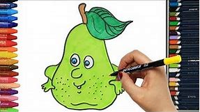 Cómo Dibujar y Colorear pera cara - Draw pear face - Learn Colors