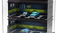 Hot Wheels Display Case - 1/64 Scale Die-cast Model Car Display Case with LED Light and Acrylic Cover, Wooden Hot Wheels Parking Garage in 3 Floors with 10 Parking Spaces (1:64 D5 with Acrylic)