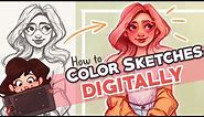 HOW TO COLOR YOUR SKETCHES DIGITALLY!| Photoshop Tutorial