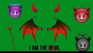 3d devil emoji green green , devil wings green screen