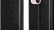 Belemay Case for iPhone 14 Wallet Case-Protective Genuine Leather Flip Phone Case-RFID Blocking Card Holders-Shockproof TPU Shell Folio Book Cover Women Men Compatible with iPhone 14 (6.1-inch) Black