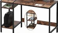 MINOSYS Gaming/Computer Desk - 47” Home Office Small Desk with Monitor Stand, Rustic Writing Desk for 2 Monitors, Adjustable Storage Space, Modern Design Corner Table.