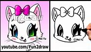 Cute Cat - How to Draw a Cat Face - Kitten with Bow EASY | Fun2draw