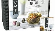 Numi Organic Flowering Tea Gift Set, 6 Handsewn Tea Blossoms & 16-Ounce Glass Teapot, Blooming Tea Flowers