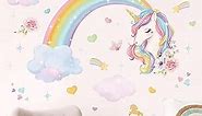 wondever Rainbow Wall Stickers Unicorn Clouds Peel and Stick Wall Art Decals for Girls Bedroom Kids Room Baby Nursery