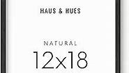 HAUS AND HUES 12 x 18 Picture Frame - 12x18 Picture Frames for Wall Black Frames, 12x18 Frame Black Poster Frame Wooden Frame for Pictures, Poster Frames 12x18 Wooden Picture Frames (Black Oak Frame)