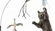 Felicity Interactive Bird Simulation Cat Toy Set, 3 Bird Refills, 36" Wire Cat Toy - Cat Wand Toys for Indoor Cats Heavy Duty - Cat Feather Wand Toy Long Stick - Durable Cat Teaser Toy for Kittens