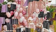 Crosize 3 Pack Backdrop Curtain, 3.3 x 9.9 ft Rose Gold Foil Fringe, Streamers Birthday Party Decorations, Tinsel Curtain for Parties, Photo Booth, Party Decor