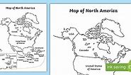 North America Map With and Without Names Worksheets