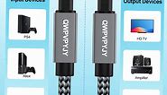 QWPVPYJY Optical Audio Cable, 3.3 Feet/1M Digital Optical Audio Cable, Optical Cable for Soundbar Braided Metal Jacket Fiber Optic Cable, Compatible with Sound Bar, Tv, Ps4/5, Sony, Xbox, Bose, LG