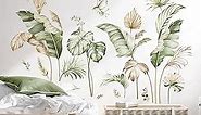 decalmile Boho Tropical Leaves Wall Decals Palm Leaf Green Plants Wall Stickers Living Room Bedroom Office Wall Decor