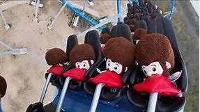 Bob Ross plush dolls go for a ride on Kings Island's Orion coaster
