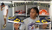 Nike Dunk Low Michigan 2021! Styling, Unboxing, On Feet, And Review!