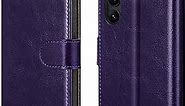 Belemay Wallet Case for Samsung Galaxy S24 Plus - Genuine Leather Flip Cover - RFID Blocking Card Holders - Kickstand Book Folio Phone Case Women Men Compatible with Galaxy S24 Plus 6.6" - Purple