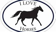 Oval I Love Horses Vinyl Decal - Equestrian Bumper Sticker - Horseback Riding Sticker