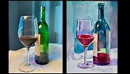 Wine bottle Watercolor Demonstration by Eva Margueriette Tooley
