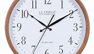 404-50447 12.8-inch Atomic Wood Analog Wall Clock – La Crosse Technology