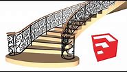 How To Make Curved Stair Railing In SketchUp - TutorialsUp