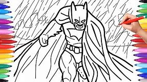 Batman Coloring Pages for Kids, How to Draw Batman Dark Knight in the Rain
