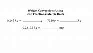 Common Metric Weight Conversions Using Unit Fractions