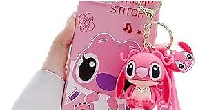 iFiLOVE for iPhone 14 Pro Stitch Case, Girls Boys Women Kids Cute Cartoon Character with Charm Pendant Strap Slim Soft TPU Protective Case Cover for iPhone 14 Pro (Pink)