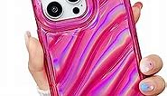 Sayoaho Designed for iPhone 13 Phone Case, Cute Clear 3D Water Ripple Shape Case for Women Men, Soft TPU Shockproof Compatible with iPhone Case (Rose Red, iPhone 13)